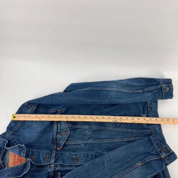 Levis 72334 Mens Denim Trucker Jacket Blue Medium Wash Size L Large - Picture 10 of 11